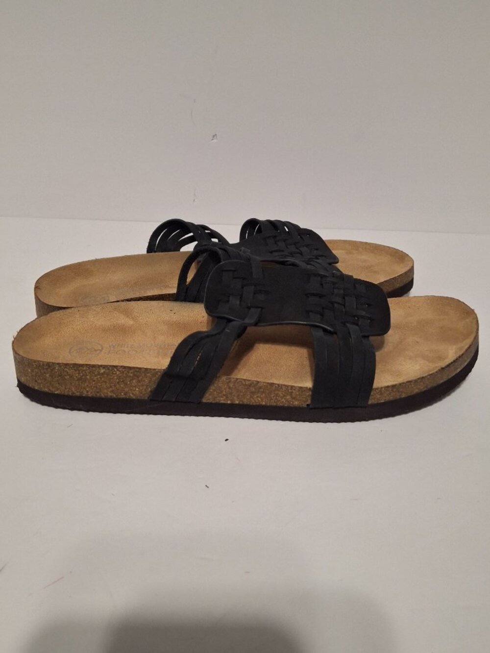White Mountain Footbeds Halicore Black Nubuck Huarache Slide Sandals Cork Sz 11 - Picture 2 of 7